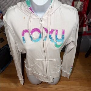 Roxy Off-White Zip-Up with Colorful Logo